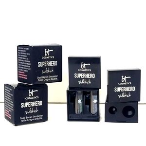 2 pk it COSMETICS SUPERHERO Sidekick Dual-Barrel Sharpener NEW IN BOX